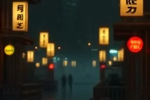 街角面包房橱窗里的暖黄灯光，治愈剧街角面包房画面